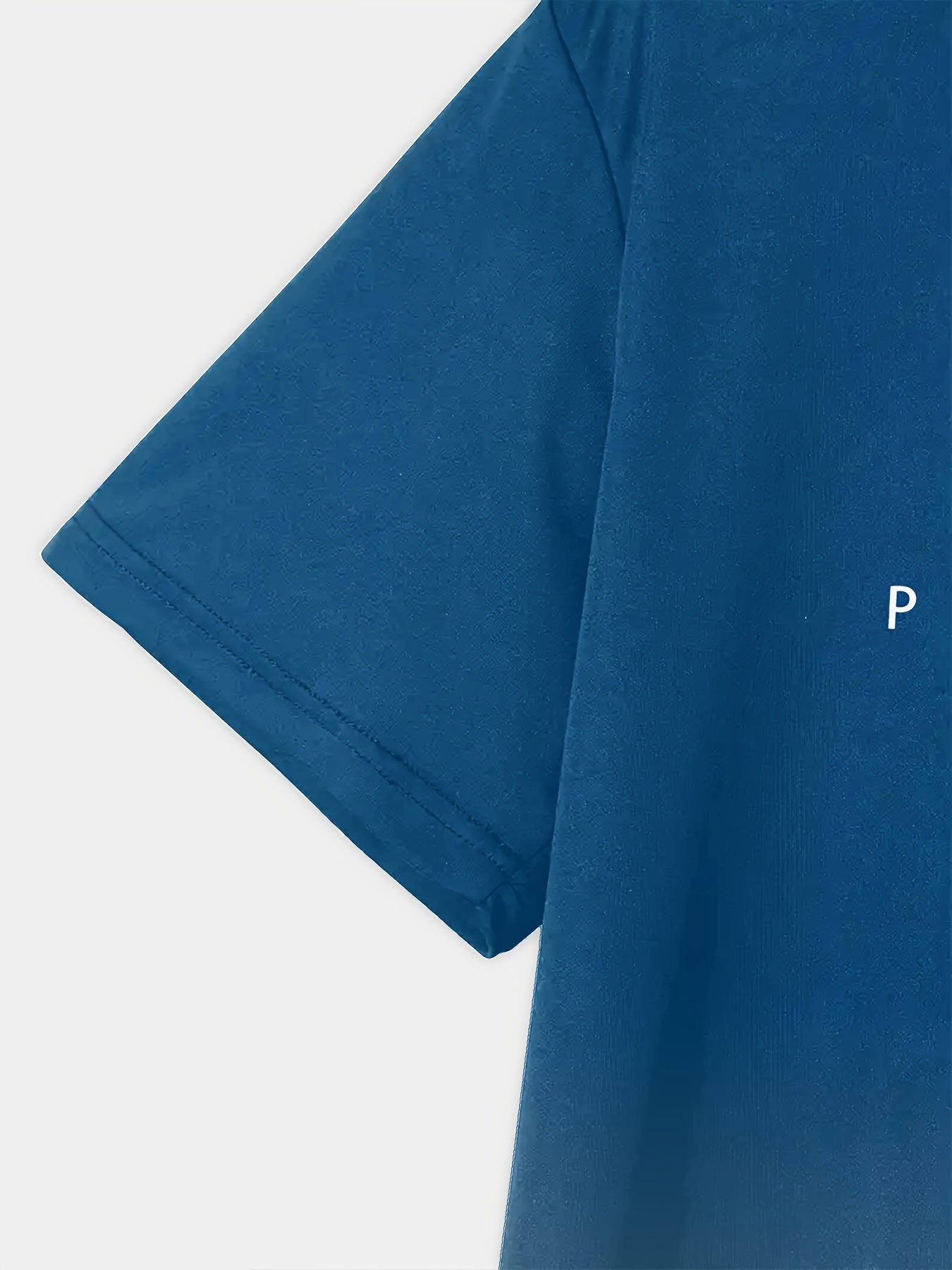 Erkaklar yozgi sport futbolkasi 3D Parij harfi bosma, ko'k va sariq gradient, polyester, mashinada yuvish mumkin, qulay tasodifiy qisqa yengli futbolka