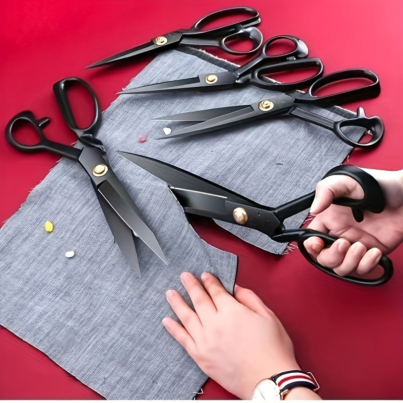 High Carbon Steel Tailor's Scissors for Fabric Cutting Right-Handed Ergonomic Black Handles