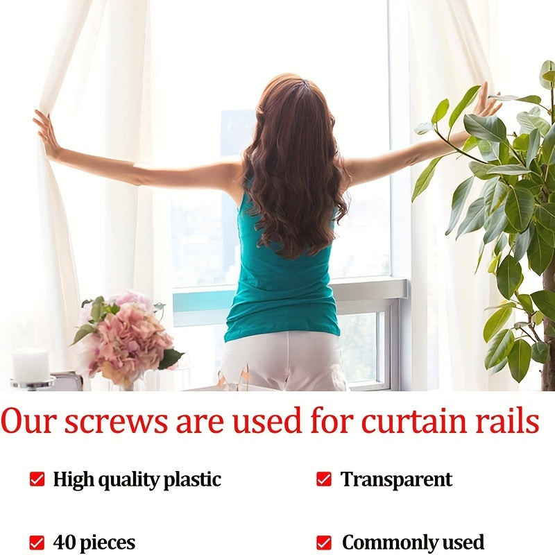 Set of 20 White Curtain Rod Locks for Rail Systems Home Decor