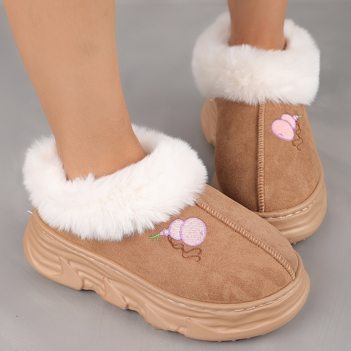 Unisex Faux Fur Lined Slip-On Winter Snow Boots for Men and Women