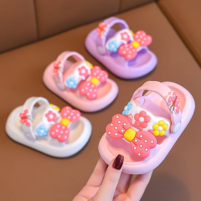 Girls' Bowknot Sandals Breathable Non-Slip Indoor Outdoor All-Season Comfort