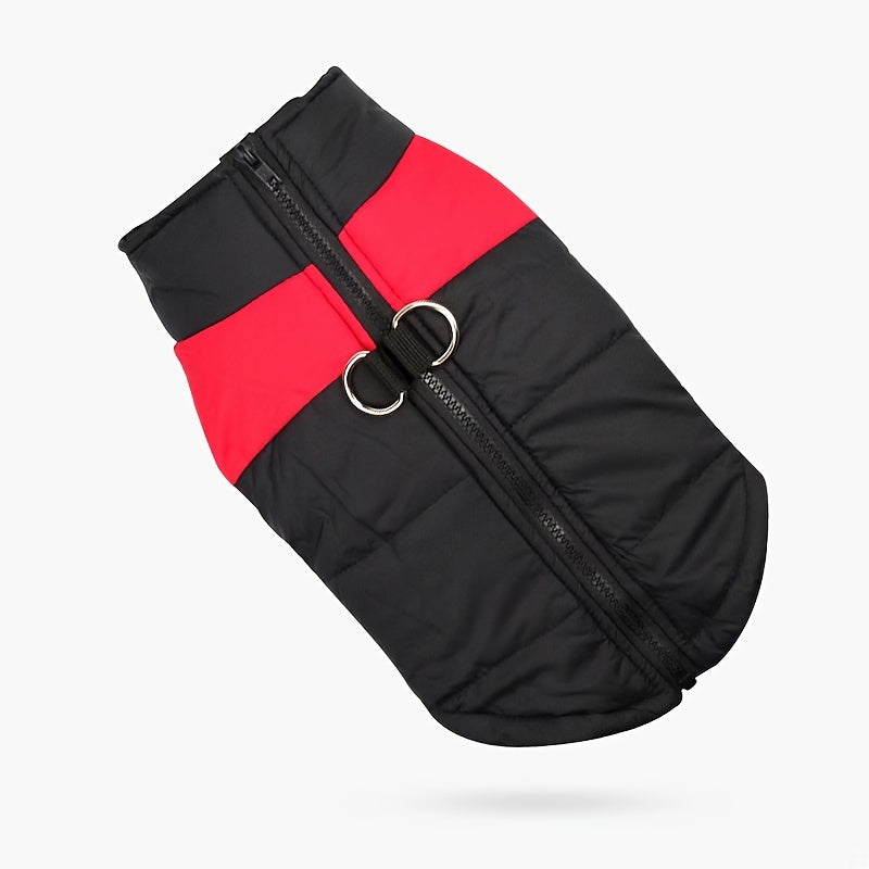 Waterproof Winter Dog Jacket with Zipper and Leash Loop for Small to Large Breeds