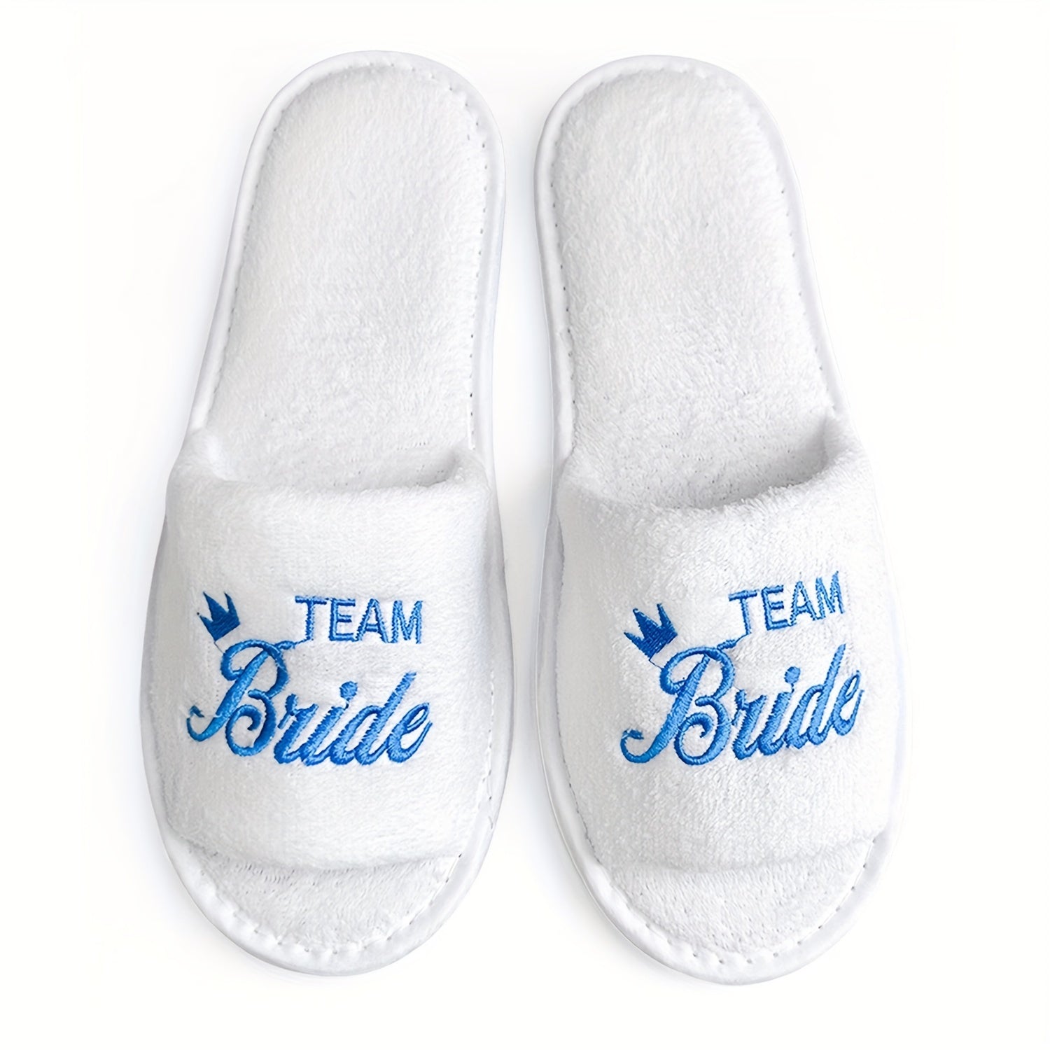 Women's Bridal Party Slippers Set Open-Toe Plush Non-Slip Comfortable Flats