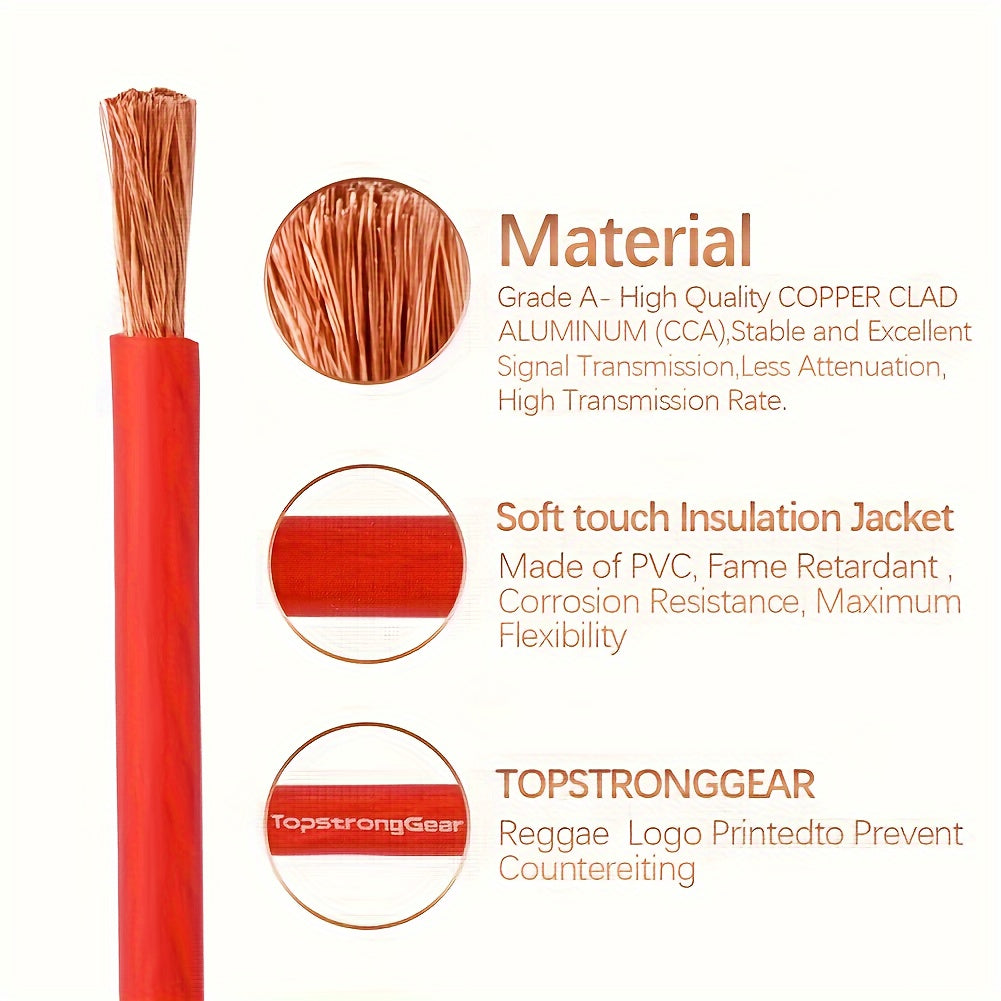 Car Ground Wire 7.62M Copper Clad Aluminum CCA 4AWG for Battery Speakers