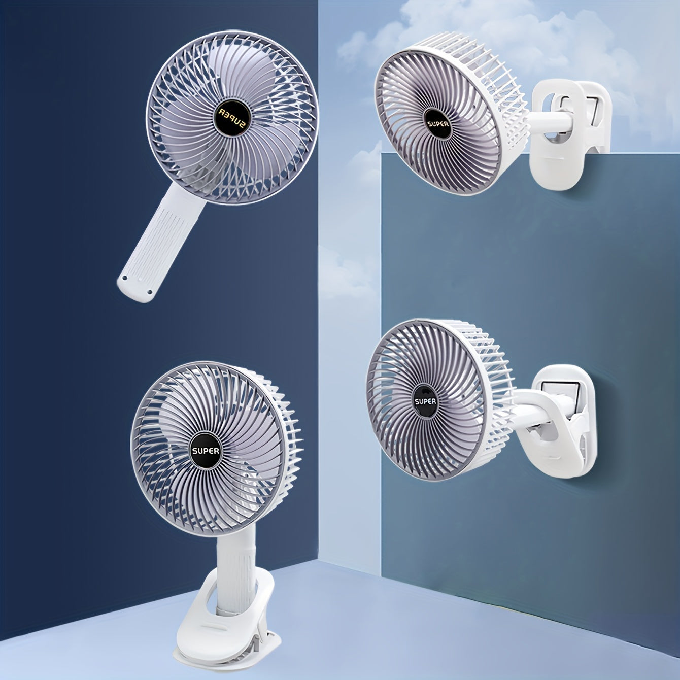 USB Clip Fan with 3-Speed Adjustable Portable Rechargeable Battery Powered