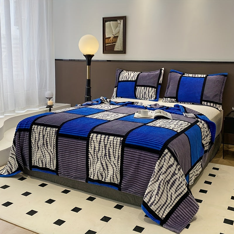 Manta de terciopelo impresa geométrica para cama, sofá, camping, aire acondicionado, todas las estaciones