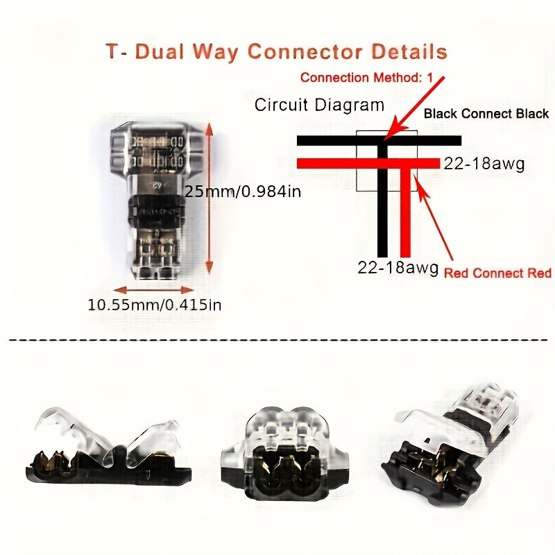10 Pieces Brass T2 Connectors Recessed Mount Quick Connect No Solder