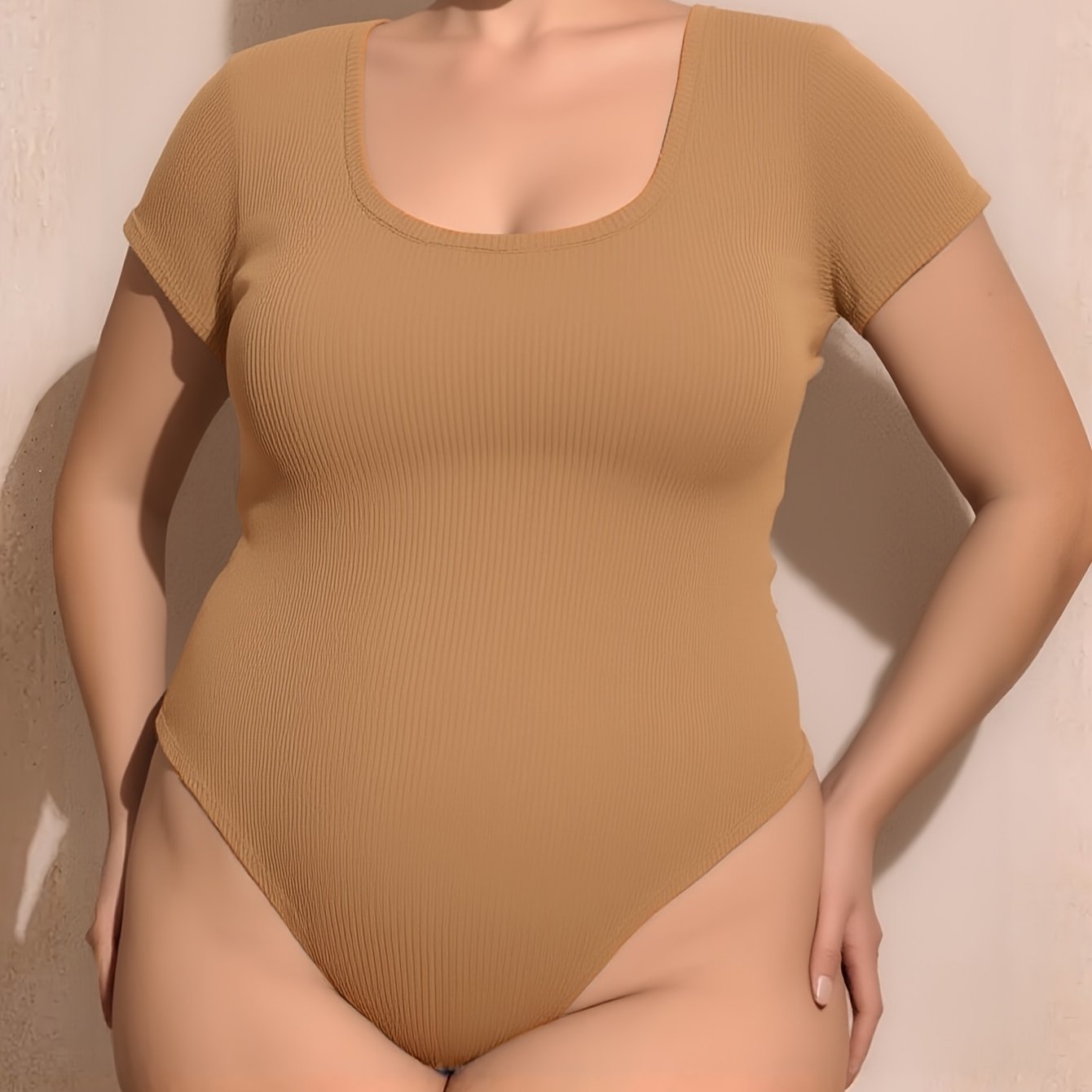 Plus Size Women's Stretchy Casual Jumpsuit White Short Sleeve All-Season