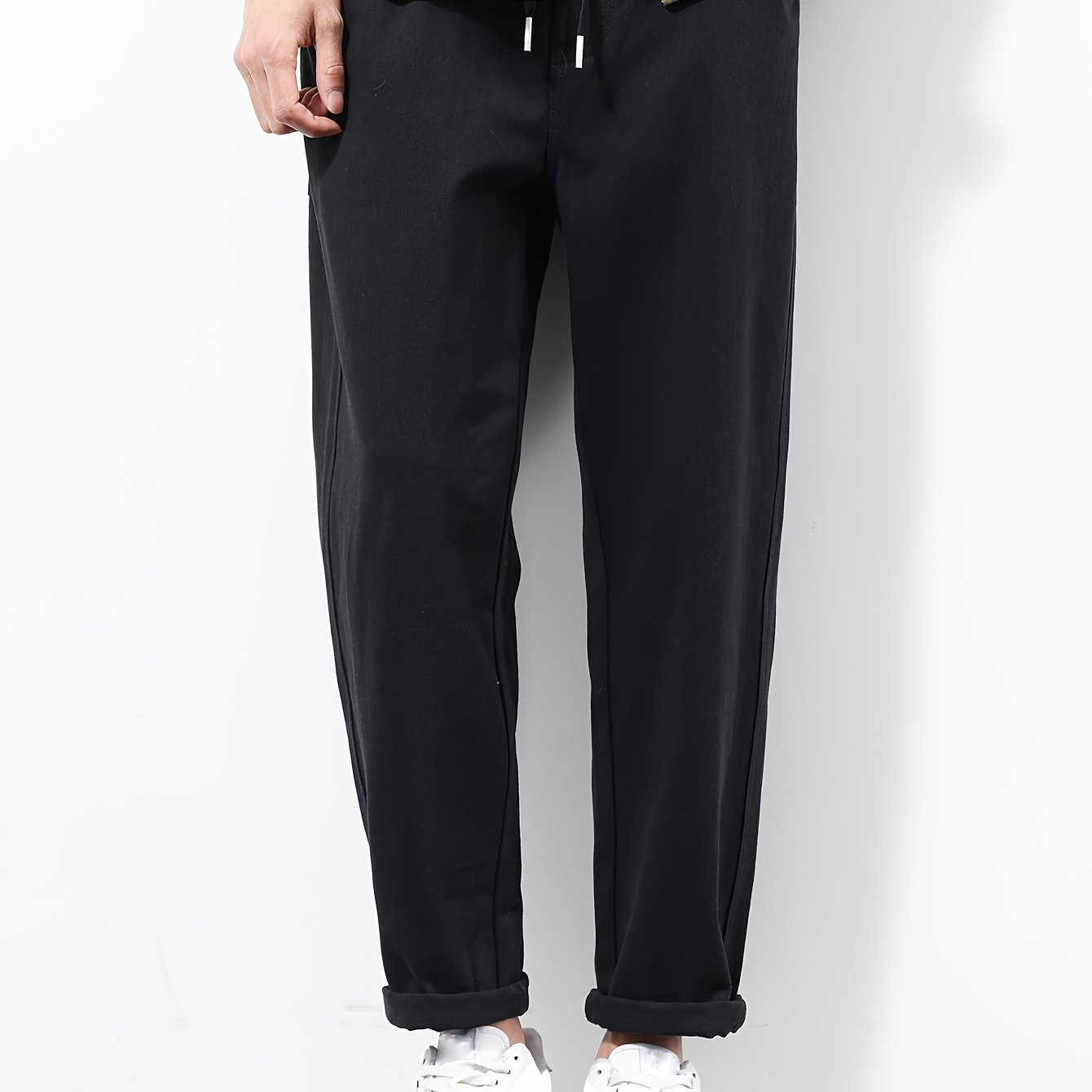 Men's Cotton Loose Fit Casual Pants with Pockets for Outdoor Activities