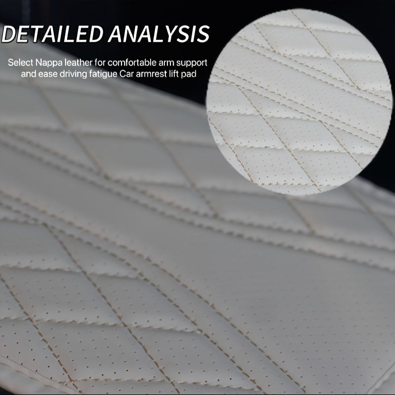 Car Interior Armrest Cover Diamond Stitch PU Leather Storage Organizer Gray