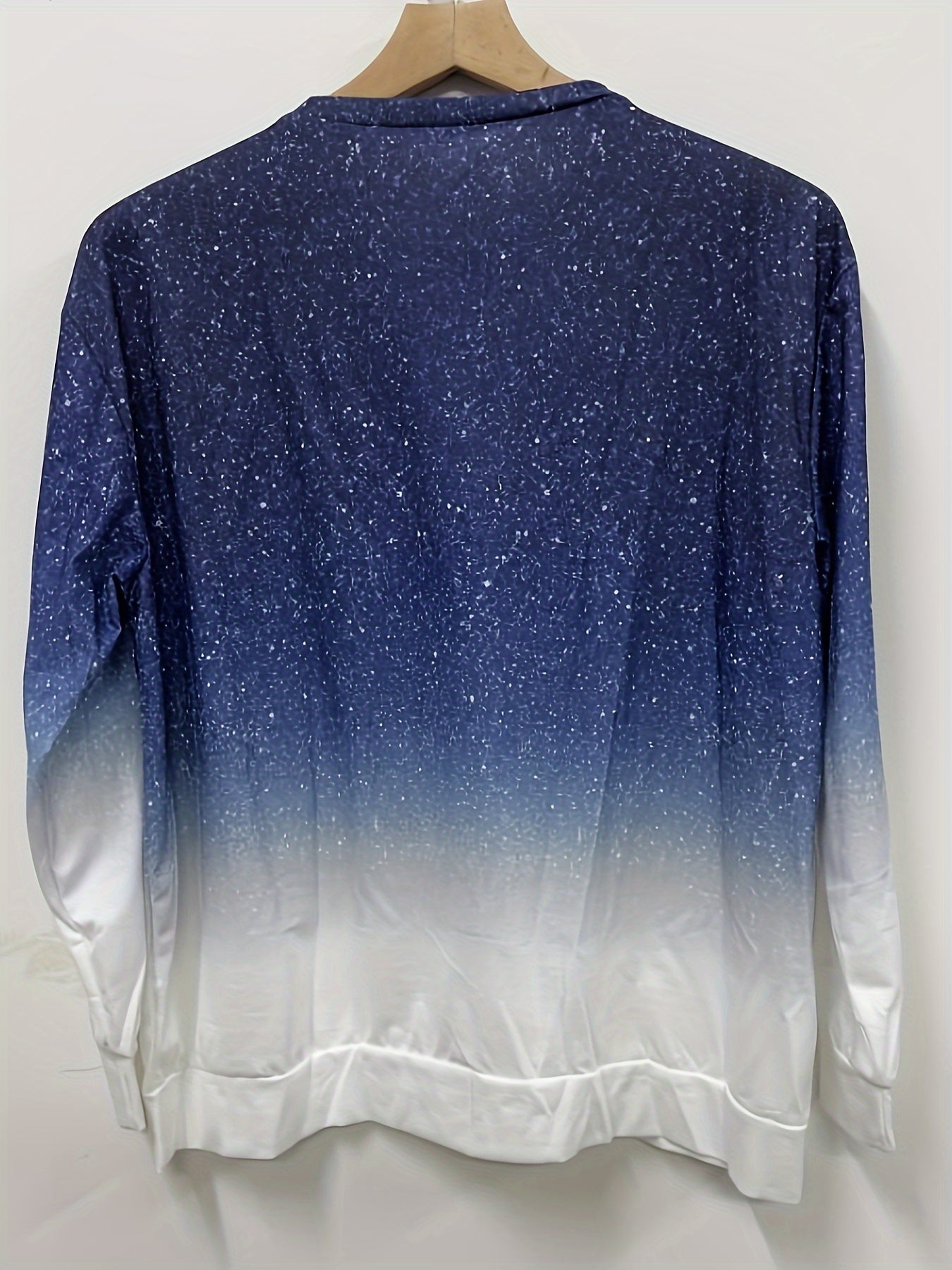 Sudadera de manga larga con estampado ombré de purpurina para mujer talla grande