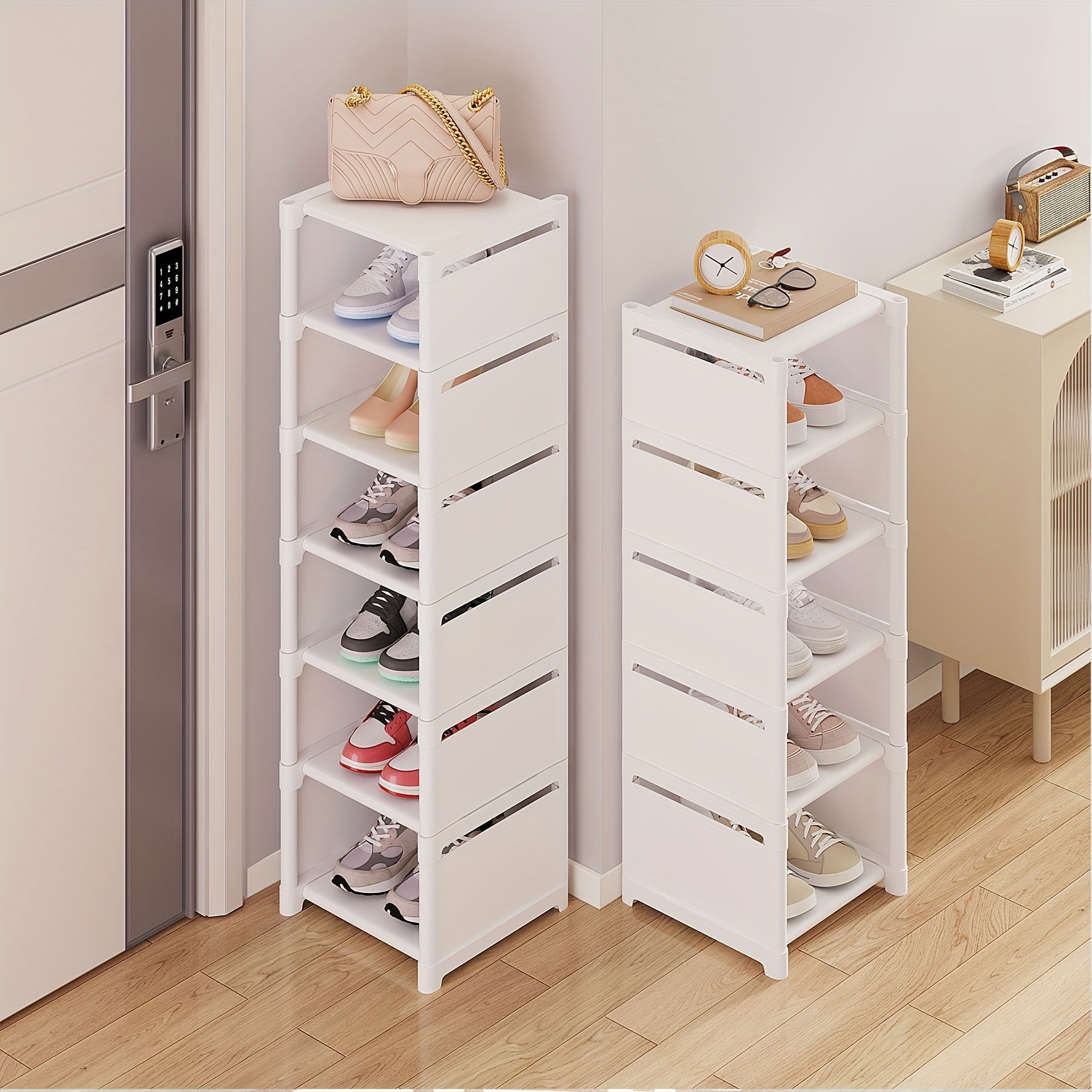 Multi-Tier Fabric Shoe Rack with Metal Frame Space-Saving Storage for Entryway Bedroom Hallway