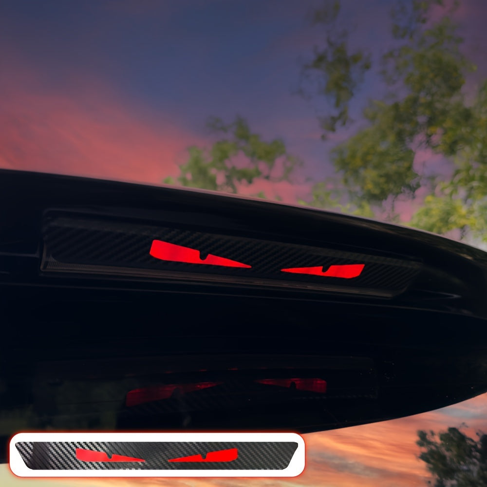 Monster Eyes Car Rear Light Sticker Cartoon Devil Eyes Carbon Fiber Pattern Night Projection