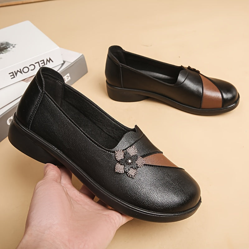 Zapatos planos casuales de mujer con lazo de imitación de cuero