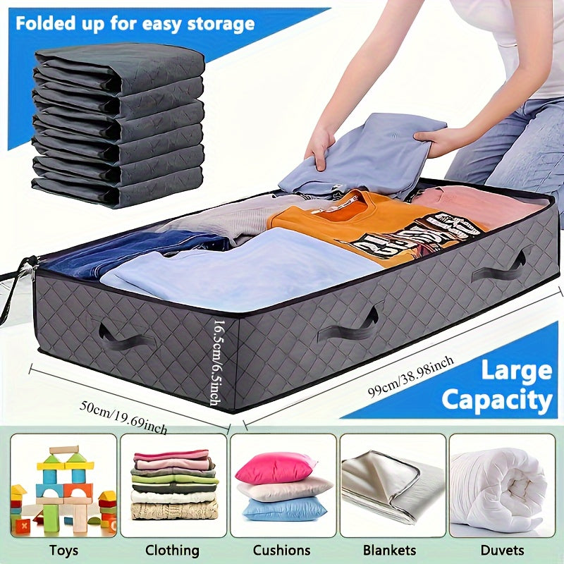Caja de almacenamiento bajo la cama de 90L con ventana transparente, asas duraderas para ropa, ropa de cama, juguetes