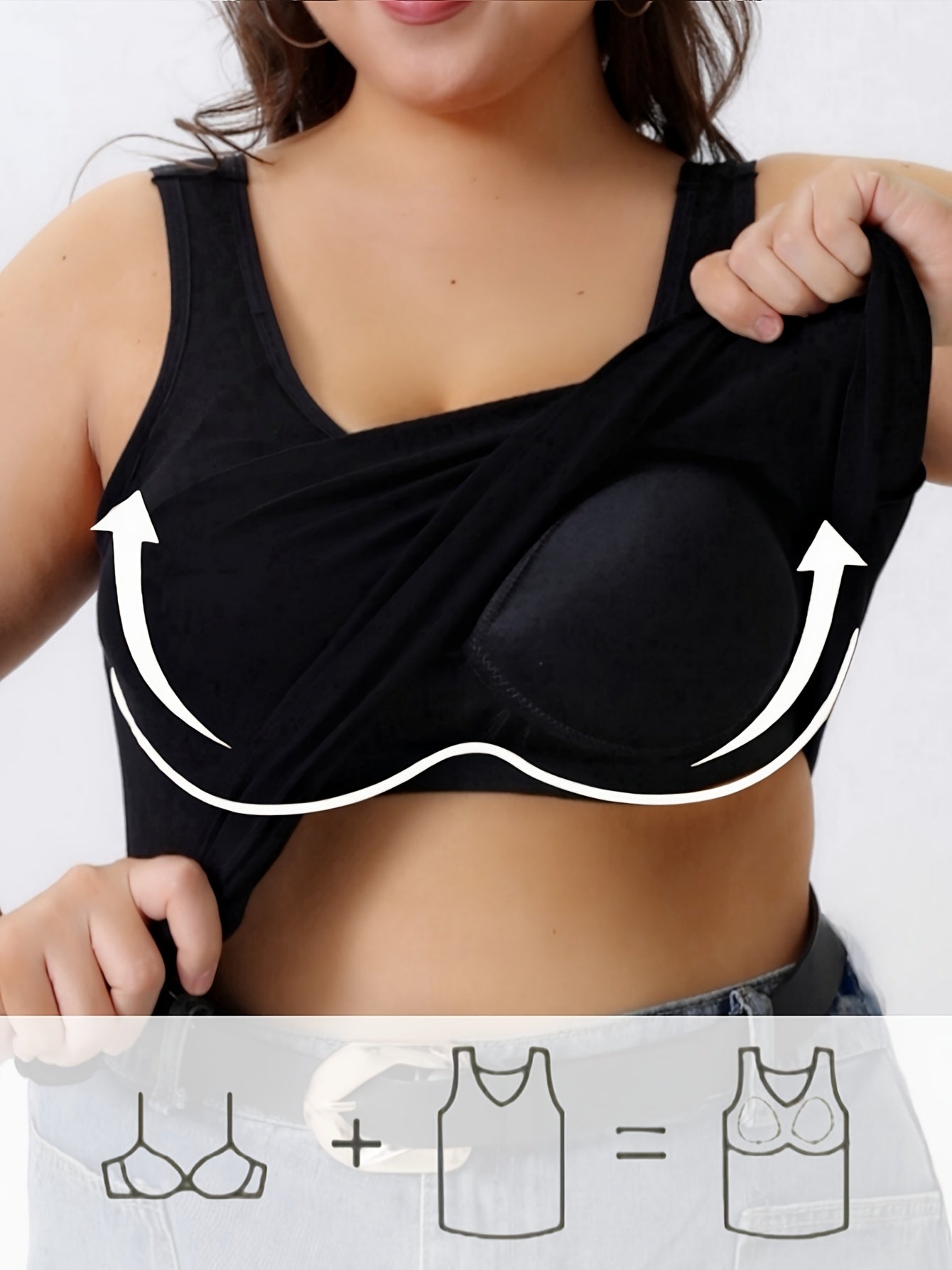 Women's Plus Size Sports Bras with Push-Up Pads, Sleeveless, Multi-Color