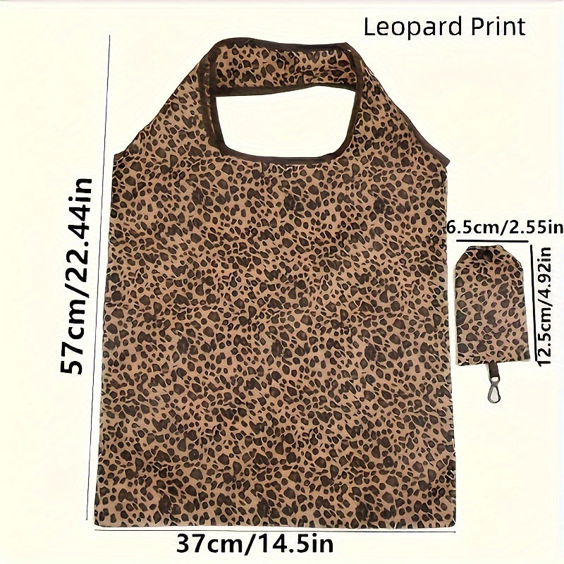 Leopard Print Polyester Tote Bag with Padded Straps and Reinforced Bottom