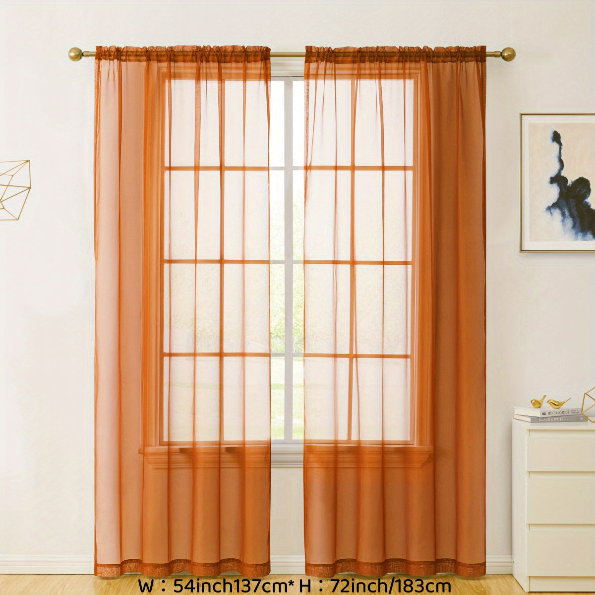 Sheer Voile Curtain Panels for Living Room Bedroom Kitchen Semi-Transparent Polyester