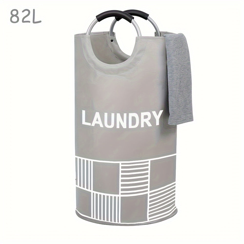 Waterproof Laundry Basket with Padded Handles 82L Collapsible Storage for Bathroom Dorm Balcony