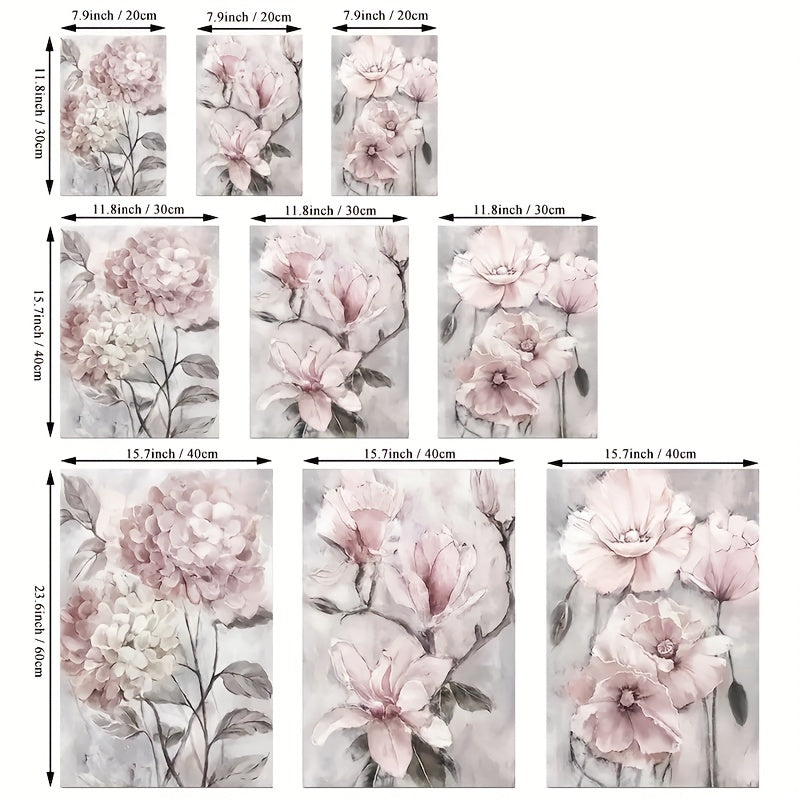 Set of 3 Canvas Flower Wall Art Posters for Living Room Home Decor