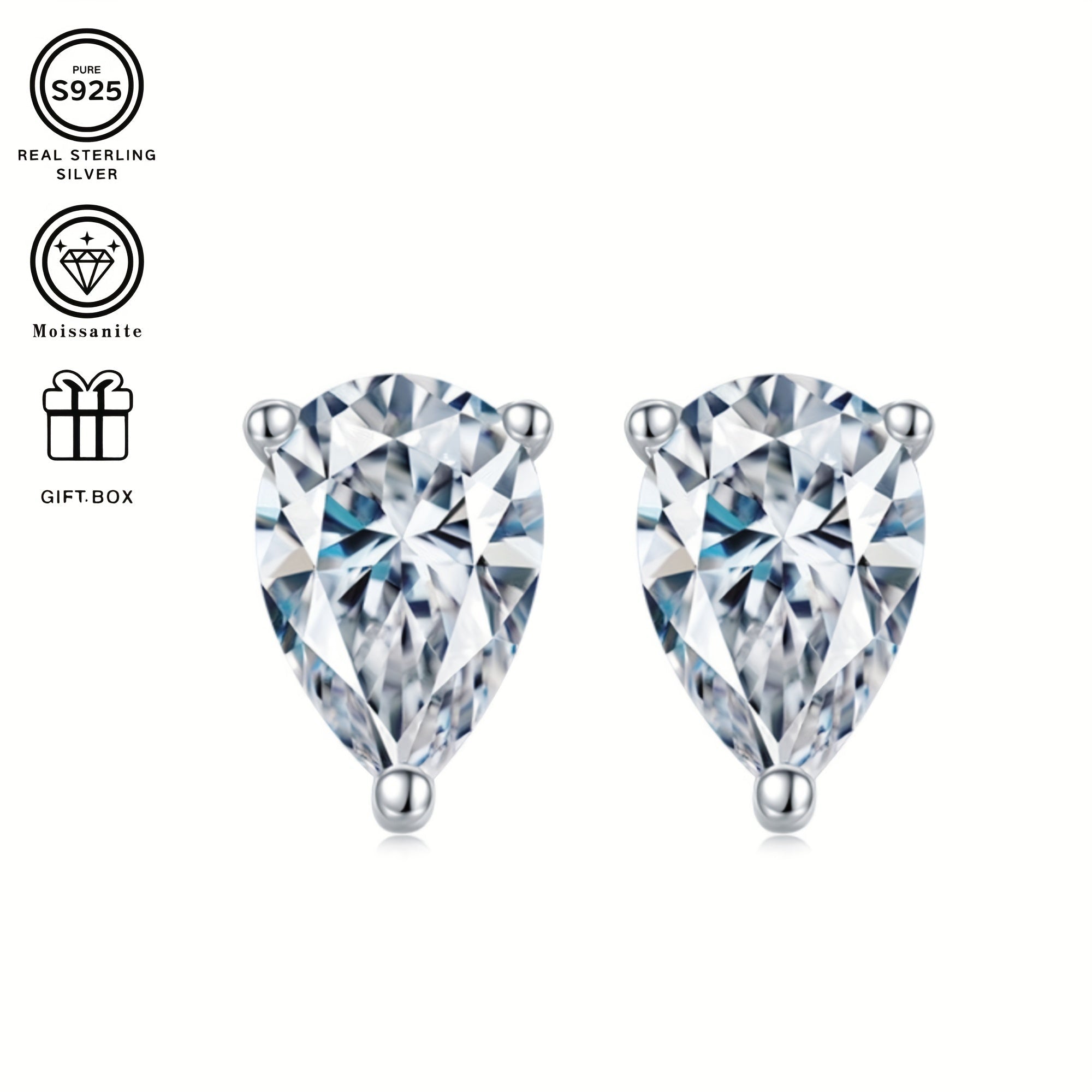 Moissanite Jewelry Set for Women 1/2 Carat Sterling Silver Necklace Earrings Wedding Gift