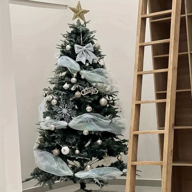 Cinta de Navidad de 9.14m con lazo de malla y detalles de hilo para decoración navideña