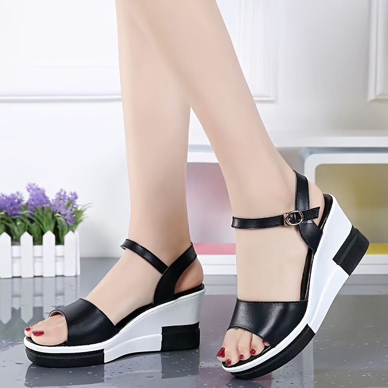 Women's Slip-On Slides with Thick Sole and Open Toe for Comfort