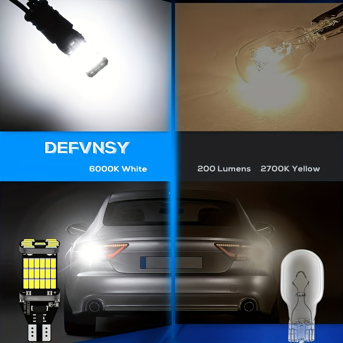 2pcs T15 W16W 921 912 LED Bulbs for Car Reversing Light White Yellow 12V