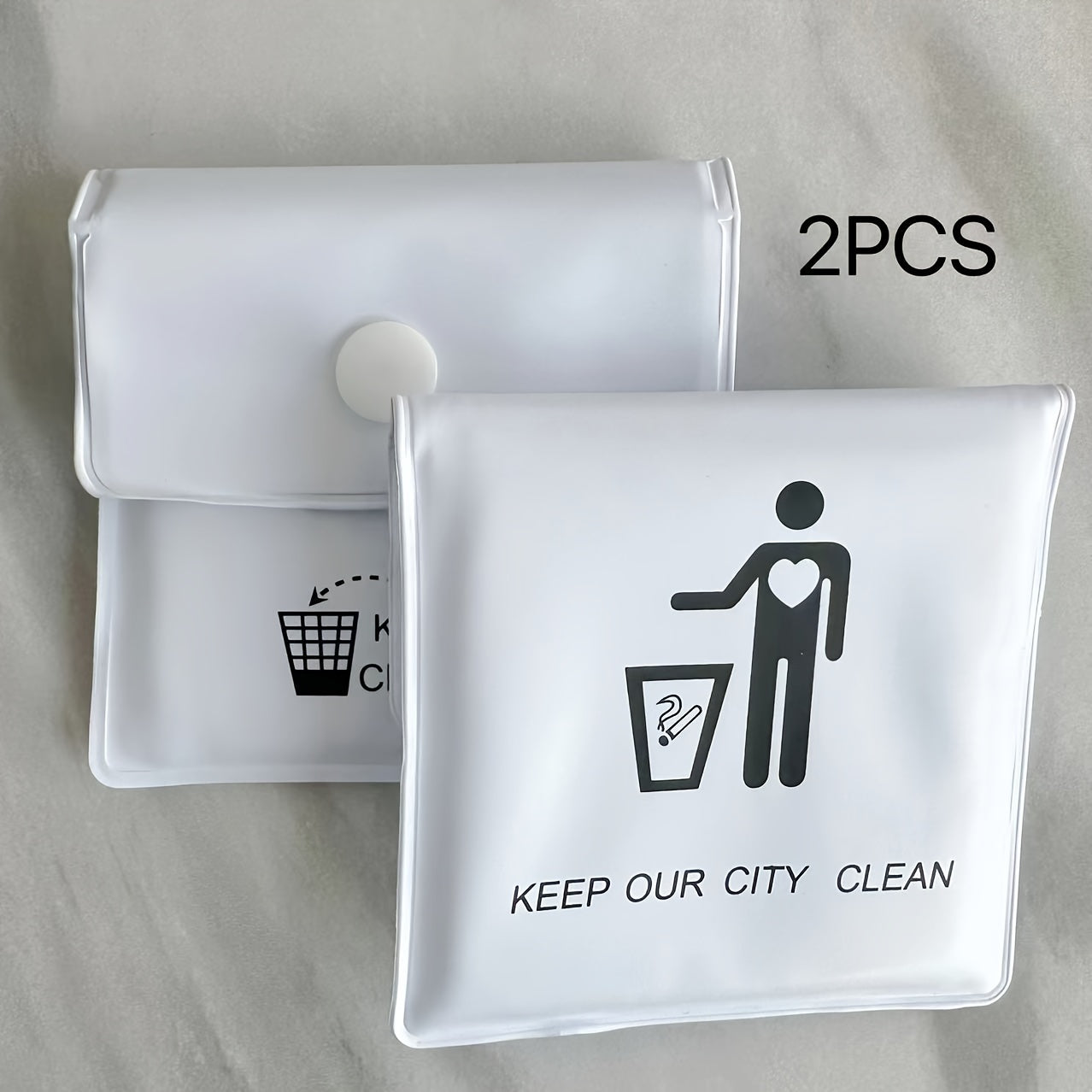 2-Pack Plastic Square Ashtrays, Fireproof Travel Pouch, Outdoor Cigarette Dispenser