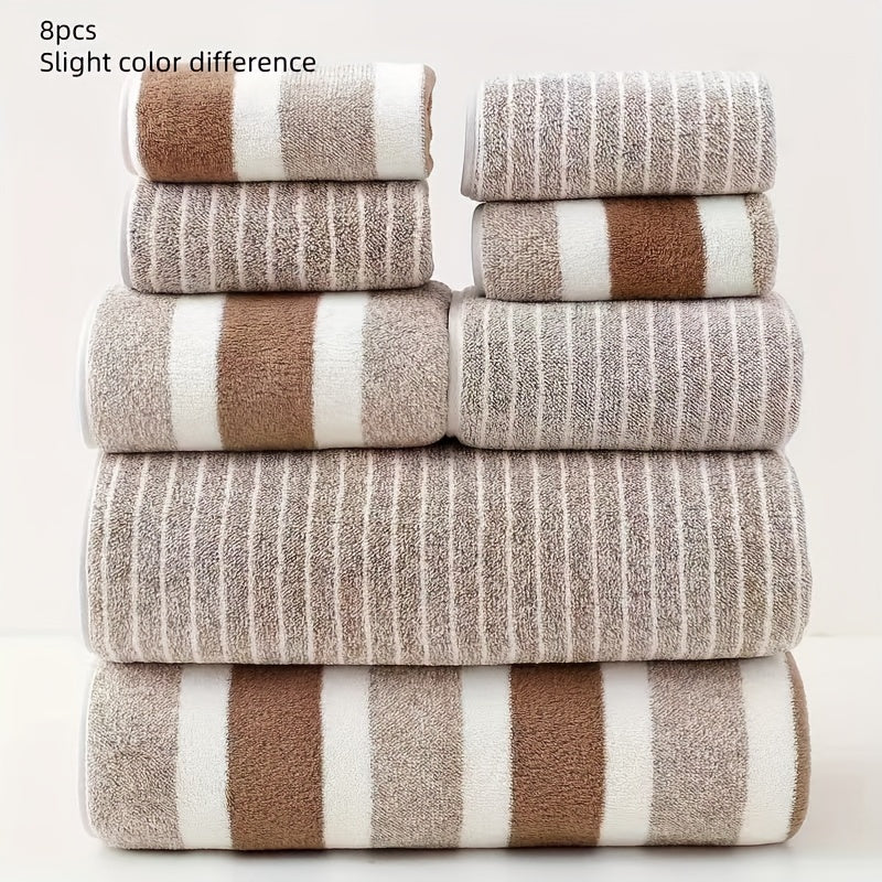 8-Piece Coral Fleece Towel Set Includes 2 Bath Towels 2 Hand Towels and 4 Washcloths
