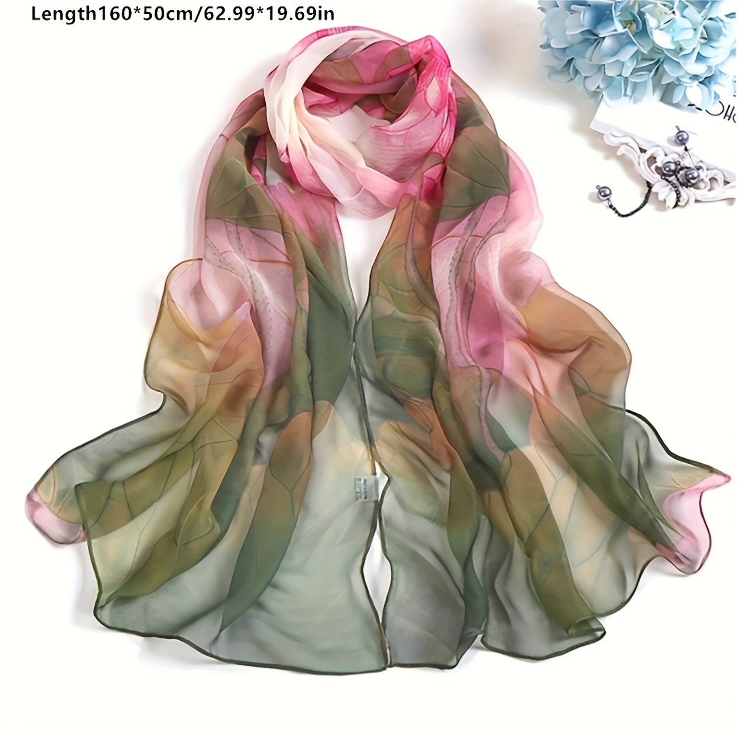 Women's Lightweight Floral Scarf Breathable Sun Protection Wrap