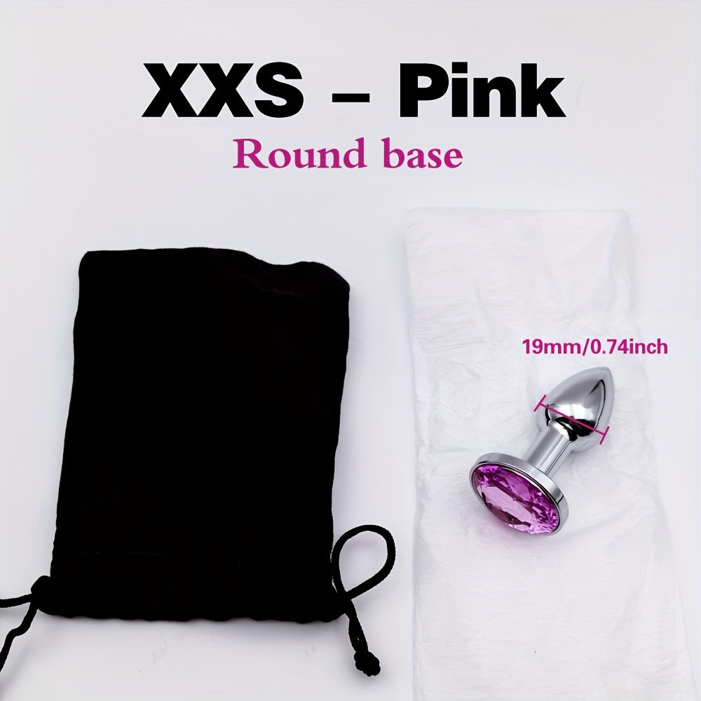 Adult Waterproof Mini Metal Anal Plug with Gemstone Base, Beginner-Friendly