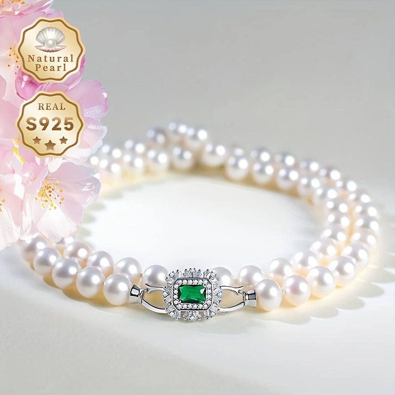 MUFAN Ayollar uchun Elegant Luxury Pearl Necklace – 6-7mm haqiqiy shirin suv marvaridlari, xavfsiz S925 sterling kumush qopqog'i, qoplamasiz – Kundalik kiyish va maxsus tadbirlar uchun ideal, Iyun tug'ilgan toshi bilan, Sovg'a qutisida keladi.