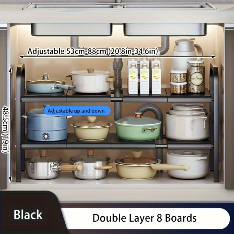 Black Metal Storage Rack Set with Removable Baskets for Kitchen and Bathroom Organization