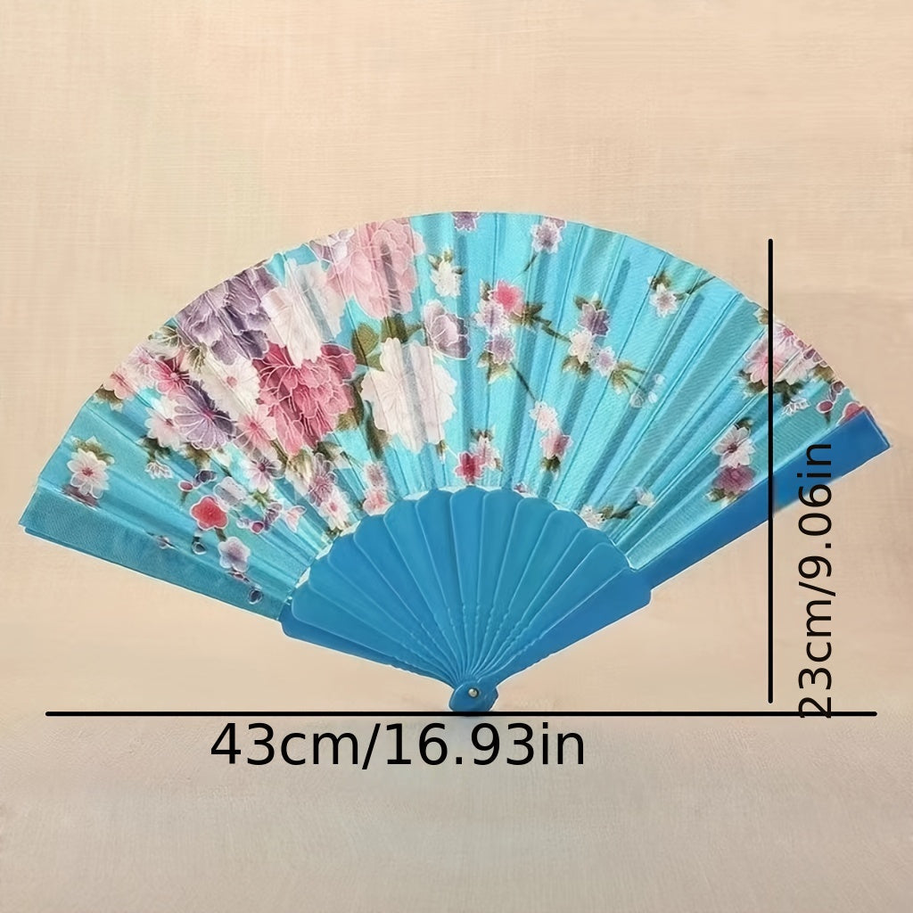 Silk Fabric Foldable Fan for Women Dancing Gifting Square Dancing Antique Fan