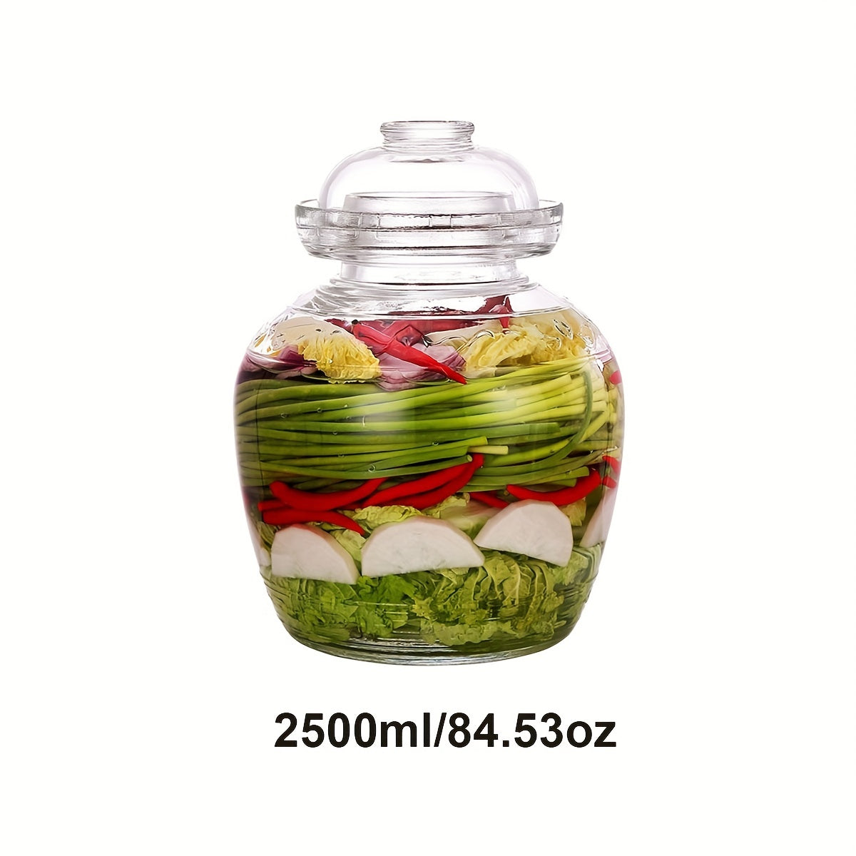 Glass Fermentation Jar with Lid Water Seal Airlock for Pickles Sauerkraut Kimchi Wine Brewing