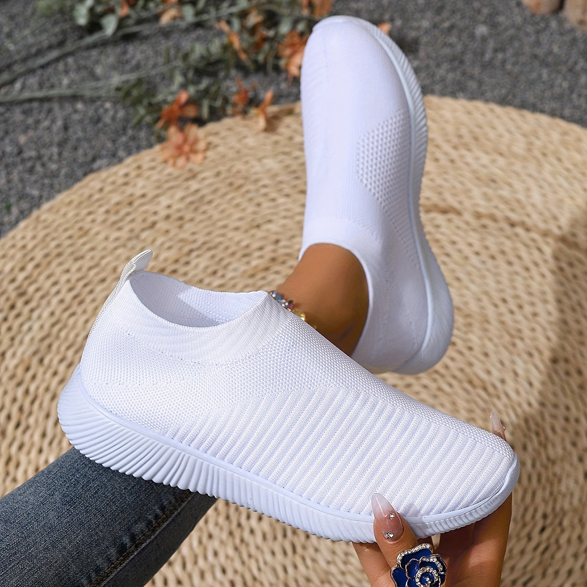 Women's Slip-On Casual Sneakers Breathable Fabric Lightweight EVA Shoes