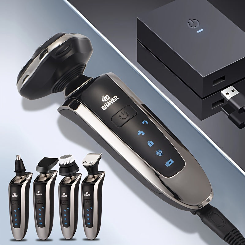 Men's Electric Shaver Set 5-in-1 Rechargeable Trimmer and Cleaning Brush