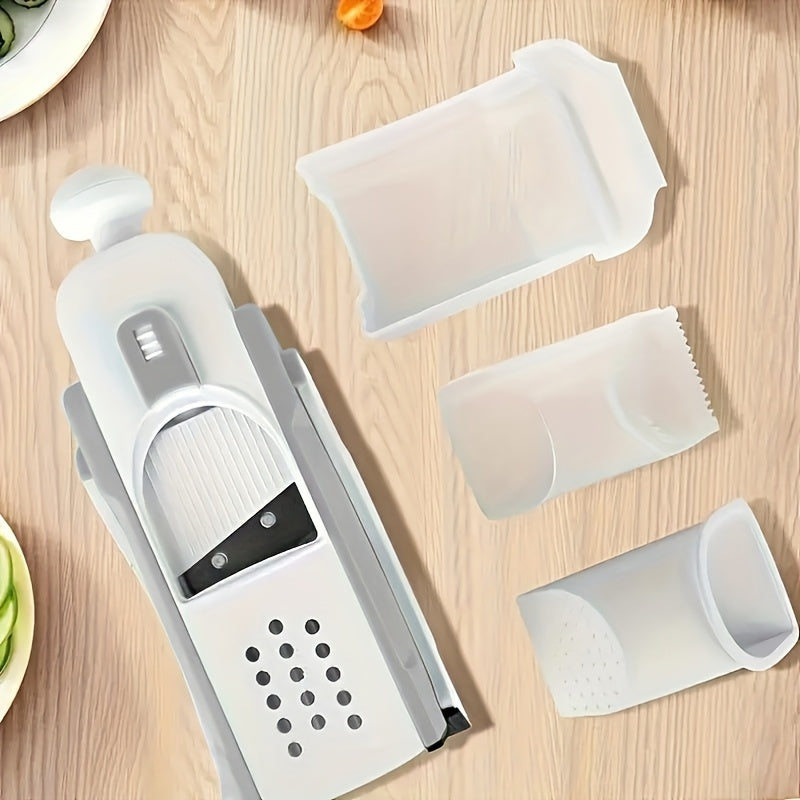 Manual Vegetable Chopper and Fruit Slicer with Stainless Steel Blades and Container