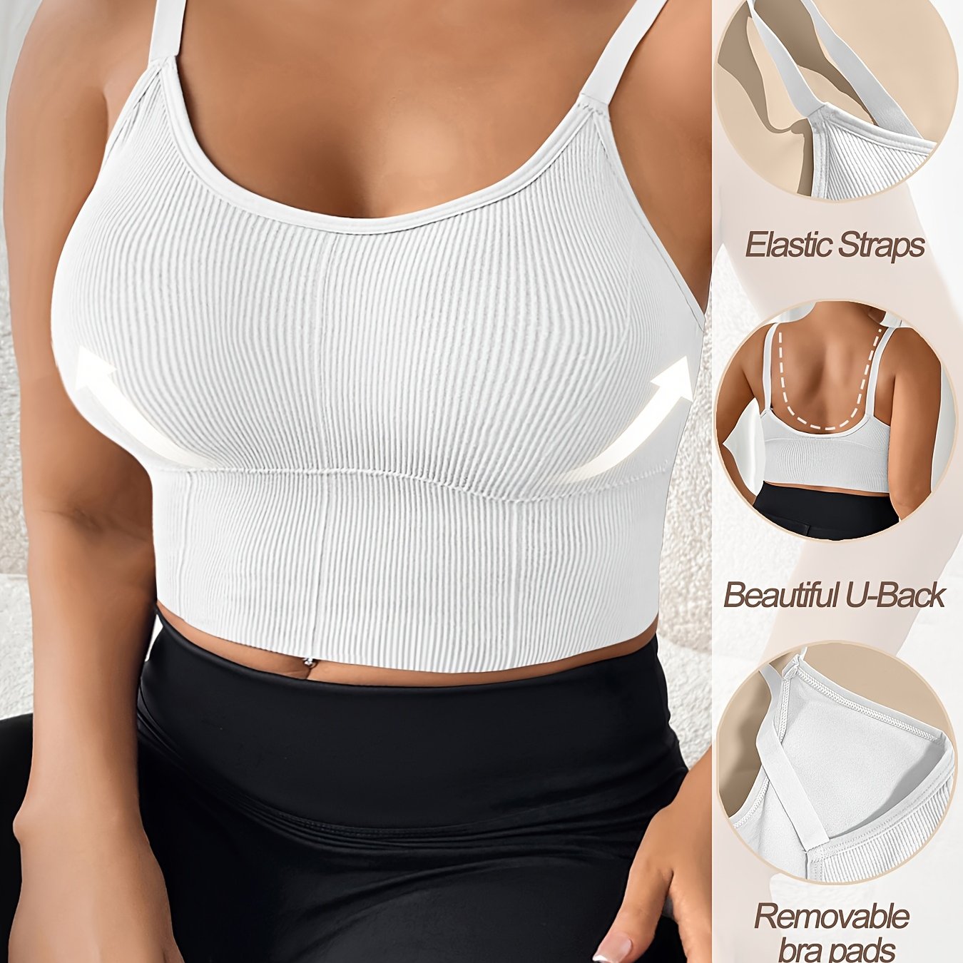 Plus Size Sports Bra High Elasticity Removable Pads Backless Yoga Running
