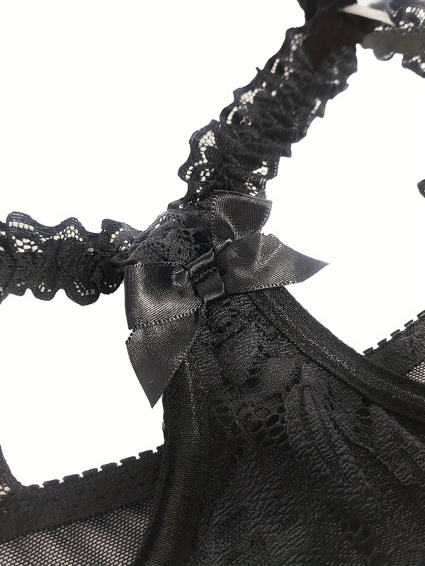 Women’s Lace Open Bust Bodysuit with Bow Decoration for Lingerie