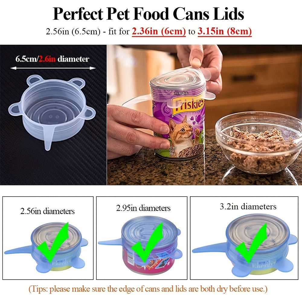 Flexible Silicone Lids for Pet and Food Cans, Fits 3 Sizes, Preserves Freshness