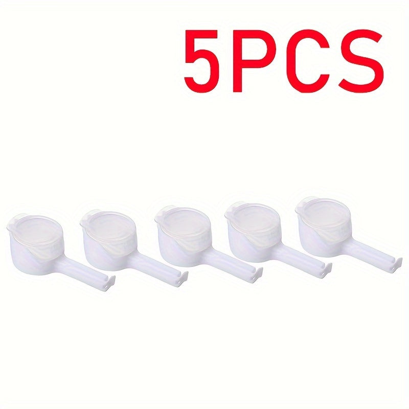 1, 2, 3, 4 yoki 5 ta ko'p maqsadli plastik oziq-ovqat sumkasi muhrlash kliplari, turli ranglarda, don saqlash uchun namlikdan himoyalovchi tarqatish nozzle bilan