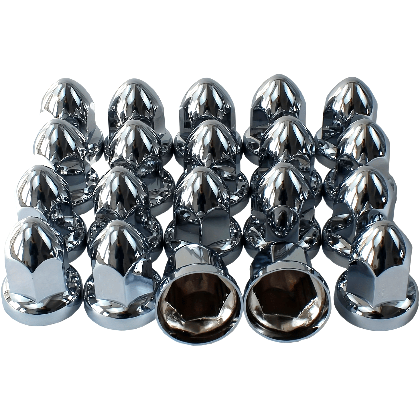 Chrome 33mm Lug Nut Covers Bullet Style Pack of 20 for Semi Trucks