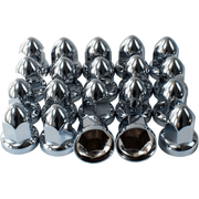 Chrome 33mm Lug Nut Covers Bullet Style Pack of 20 for Semi Trucks