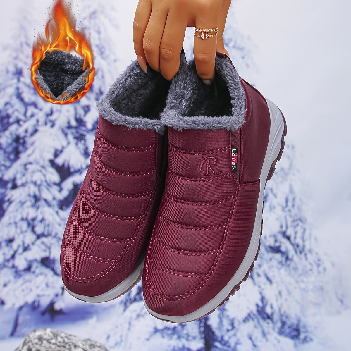 Women's Winter Slip-On Boots Black Cushioned Sole Casual Formal