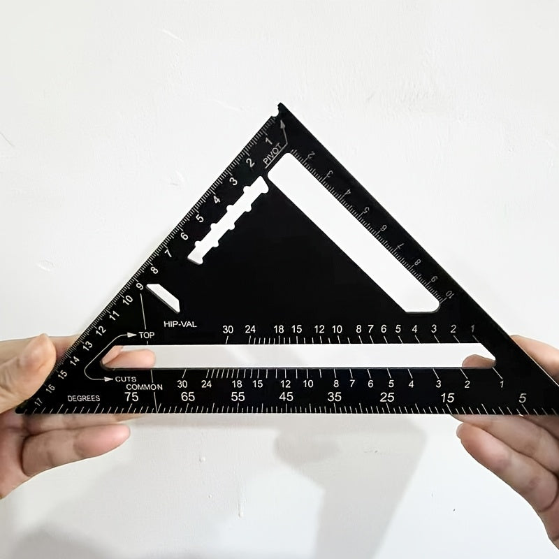 Черный алюминиевый транспортир с углами 90° и 45°, водонепроницаемый, устойчивый к царапинам для деревообработки, промышленности, науки
