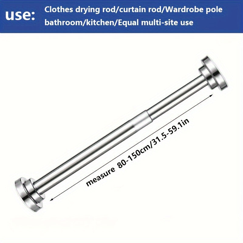 Adjustable Stainless Steel Clothes Rod No-Drill Installation for Balconies and Wardrobes