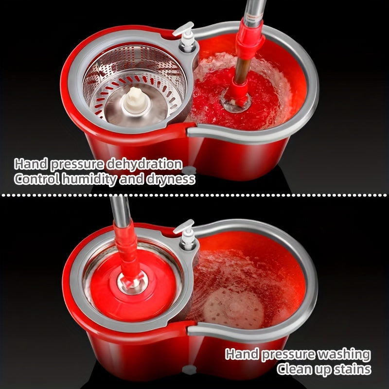 Qizil uy xo'jaligi aylanadigan mopu to'plami, chelak va 3 mop boshli - qo'l bilan tozalash uchun aylanadigan pol mop. Uy, oshxona, hammom pollari uchun mos. Chang olib tashlash va ho'l/quruq mop boshlarini o'z ichiga oladi. Zarur tozalash vositasi.