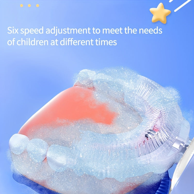 Cepillo de dientes eléctrico en forma de U para niños, limpiador dental, temporizador de seis velocidades